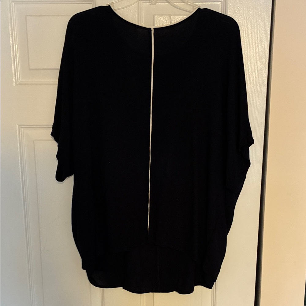 Tribal Black Short Sleeve Tunic with Contrast Center Trim